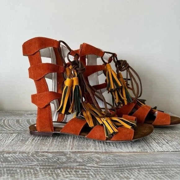 Jeffrey Campbell Hang of Four Suede Tassel Summer Sandal-(Size:9) - Picture 4 of 9